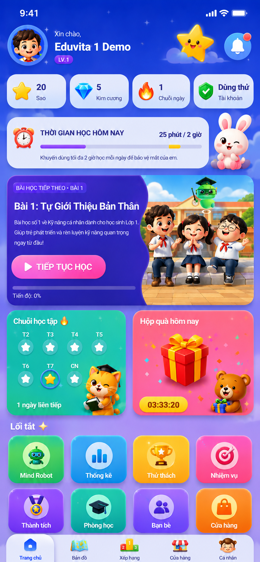 Eduvita Kids Mobile Interface